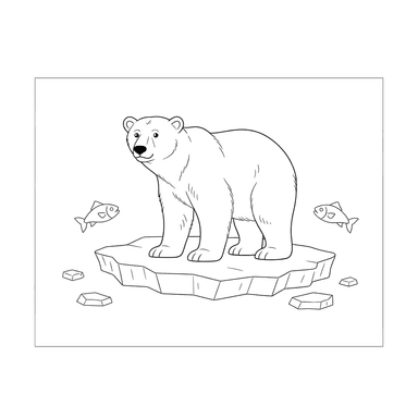 Polar Bear on an Iceberg Coloring Page