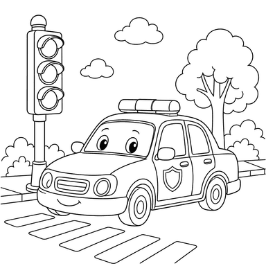 Police Car at Traffic Light