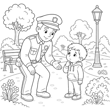 Police Officer Helping a Lost Child