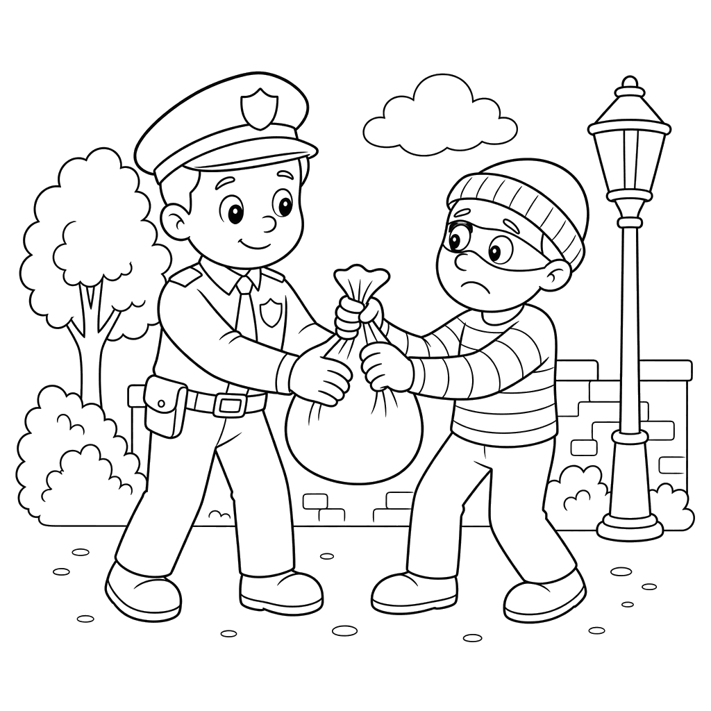 Police Officer Catching a Robber