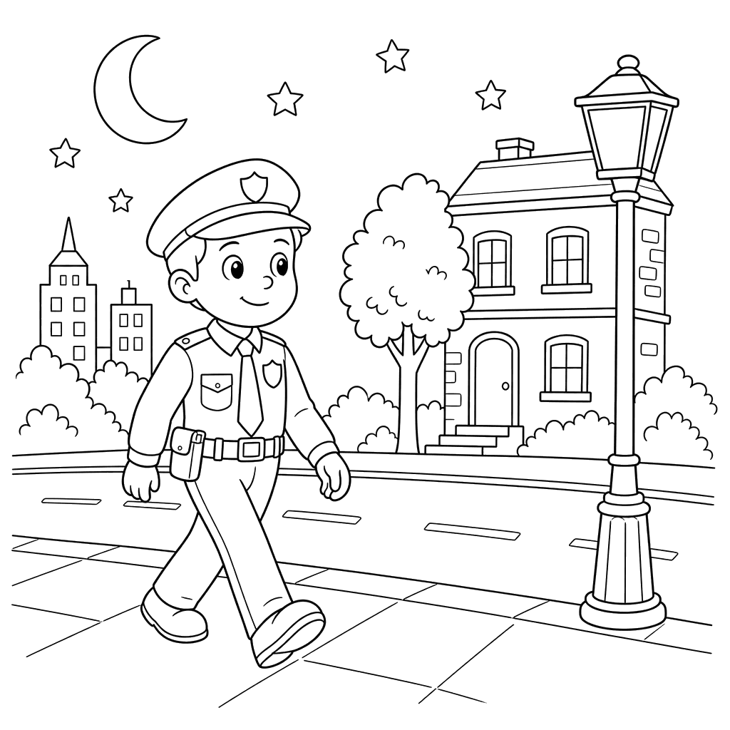 Police Officer Evening Patrol