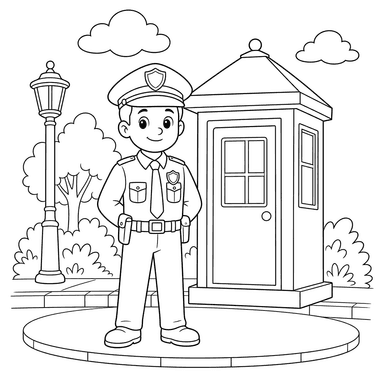 Friendly Police Officer Coloring Page