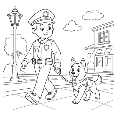 Police Officer with Dog Patrol
