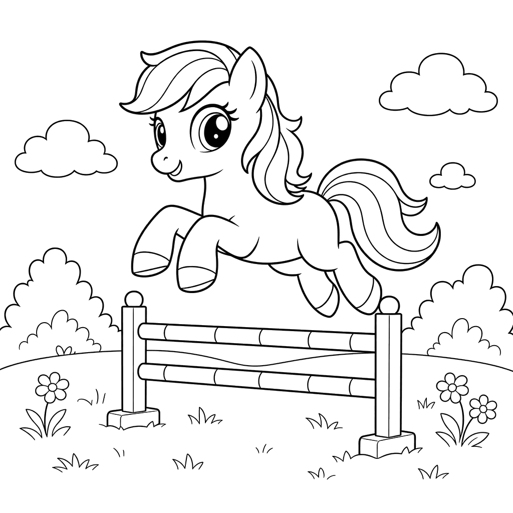 Pony Jumping Coloring Page