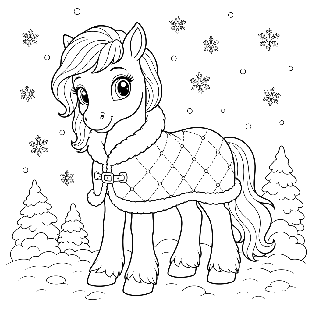 Pony in a Warm Winter Blanket