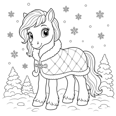 Pony in a Warm Winter Blanket