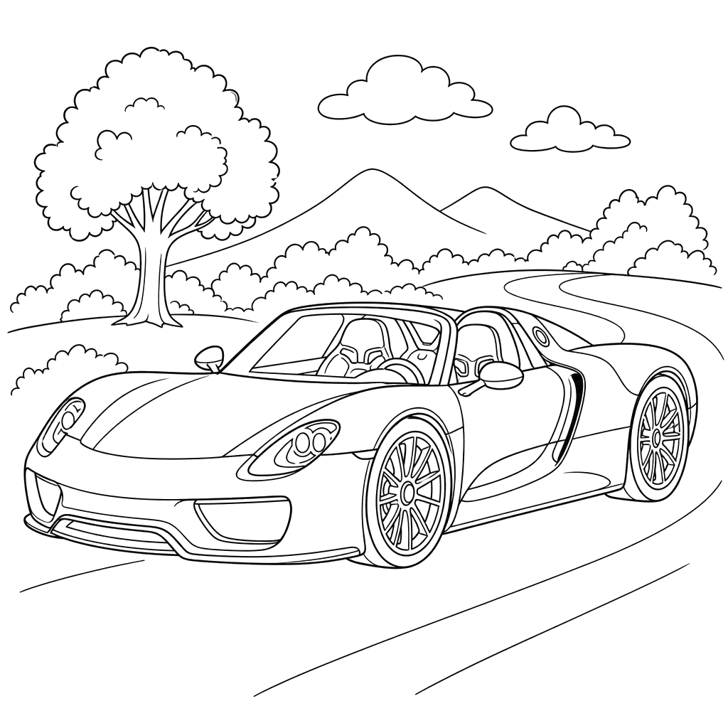 Porsche 918 Spyder Coloring Page