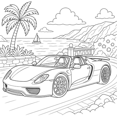 Porsche 918 Spyder Coloring Page