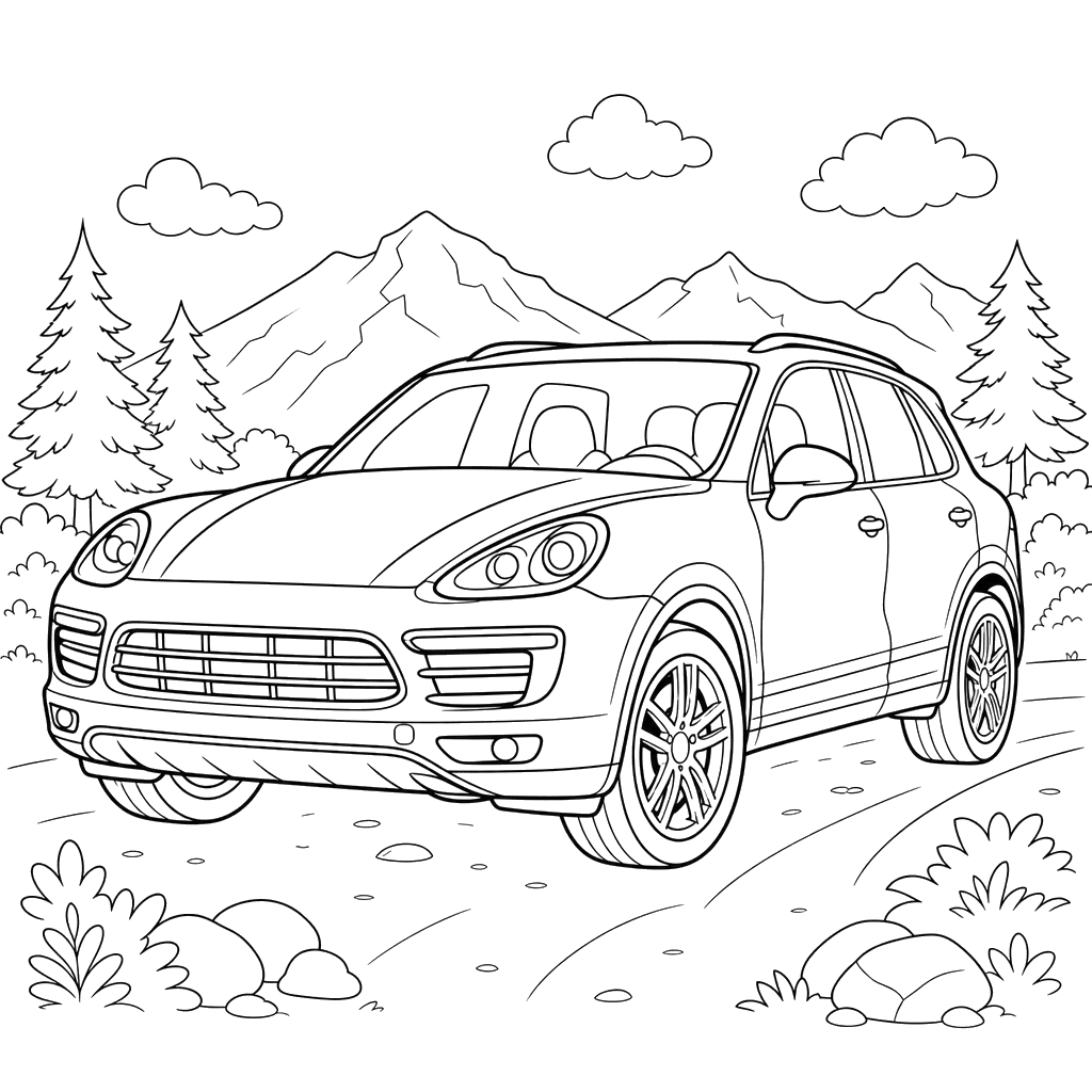 Porsche Cayenne SUV Coloring Page