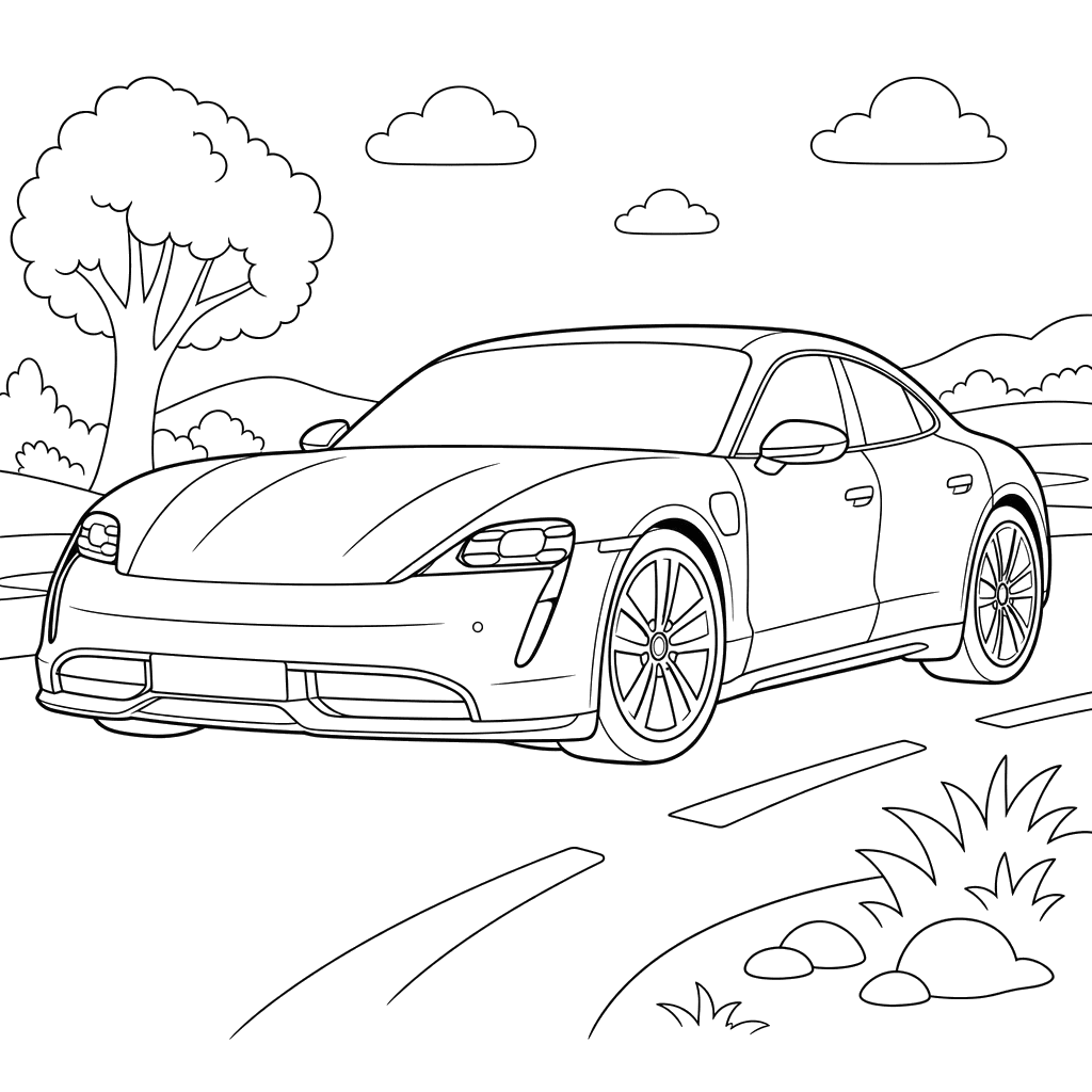 Porsche Taycan Coloring Page