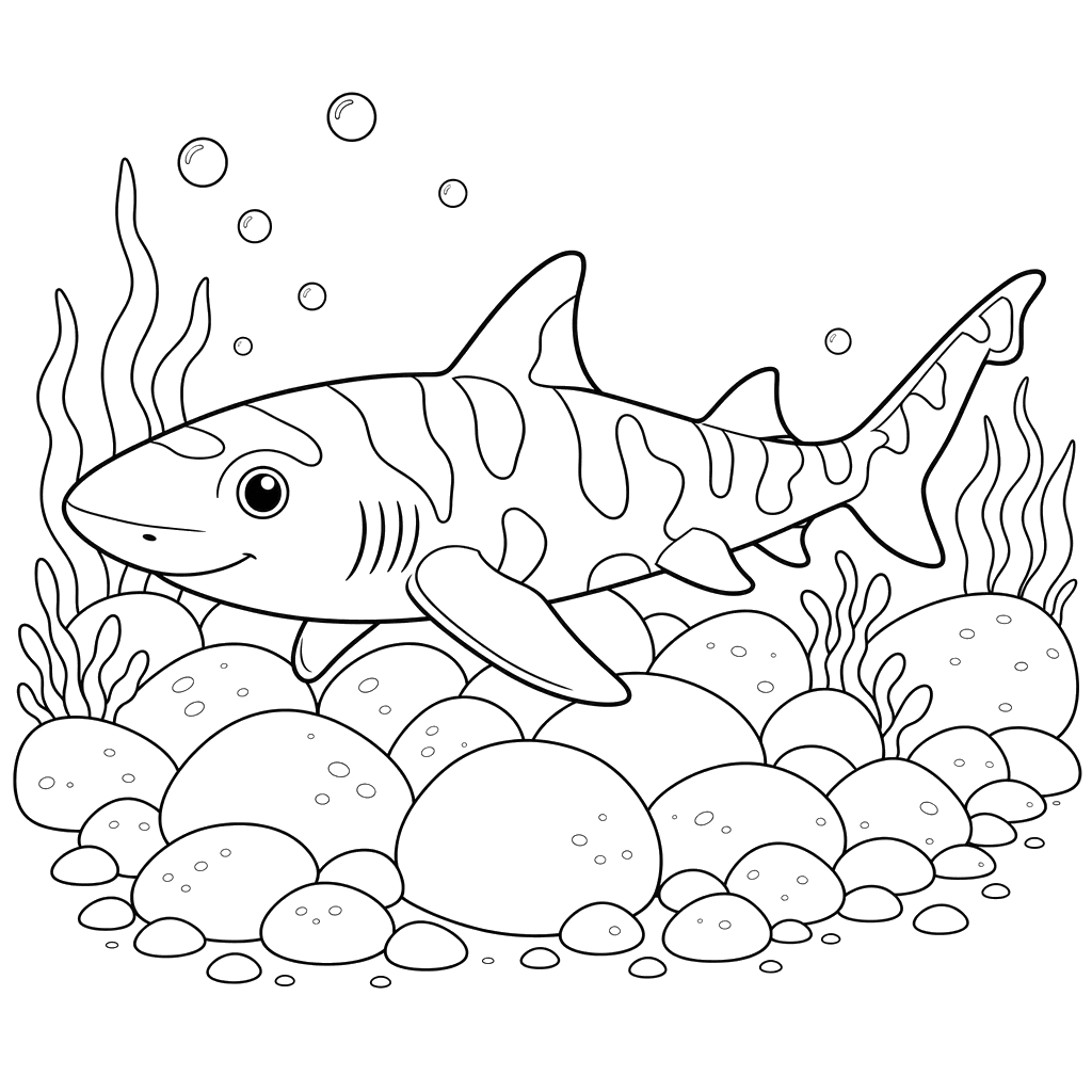 Port Jackson Shark with Stones Coloring Page