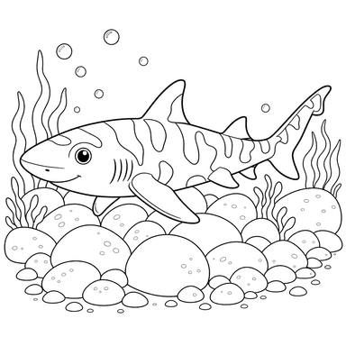 Port Jackson Shark with Stones Coloring Page