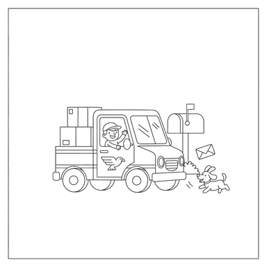 Postal Truck Delivery Coloring Page