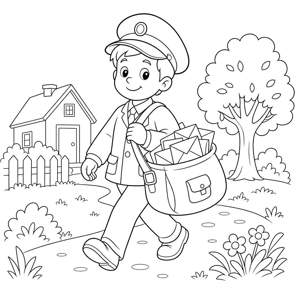 Friendly Postman with Mail Bag