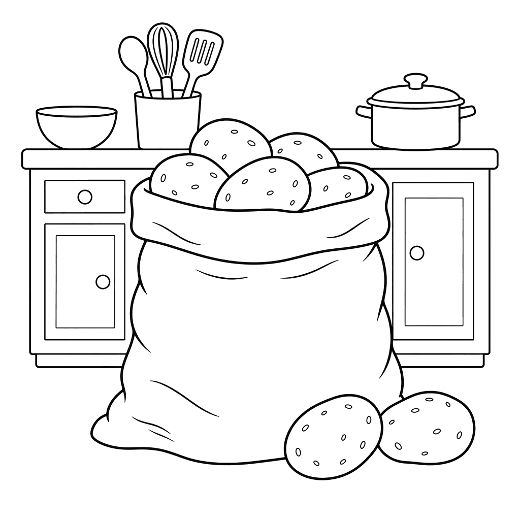 Potatoes in a Sack Coloring Page