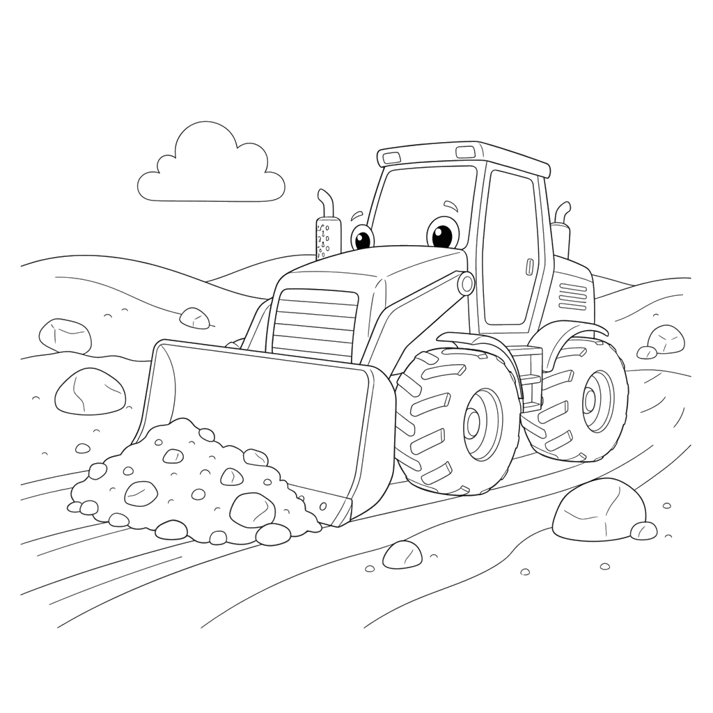 Powerful Bulldozer Coloring Page