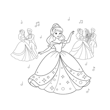 Princess Dancing at a Royal Ball Coloring Page
