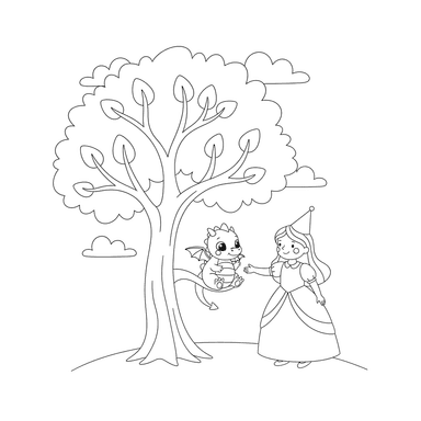 Princess Rescues Dragon Coloring Page