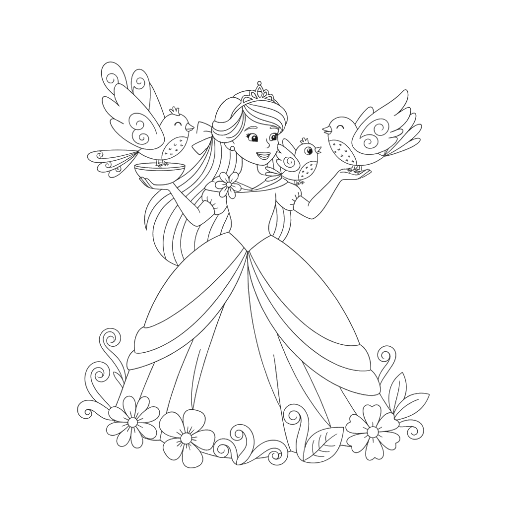 Princess Feeding Magical Birds