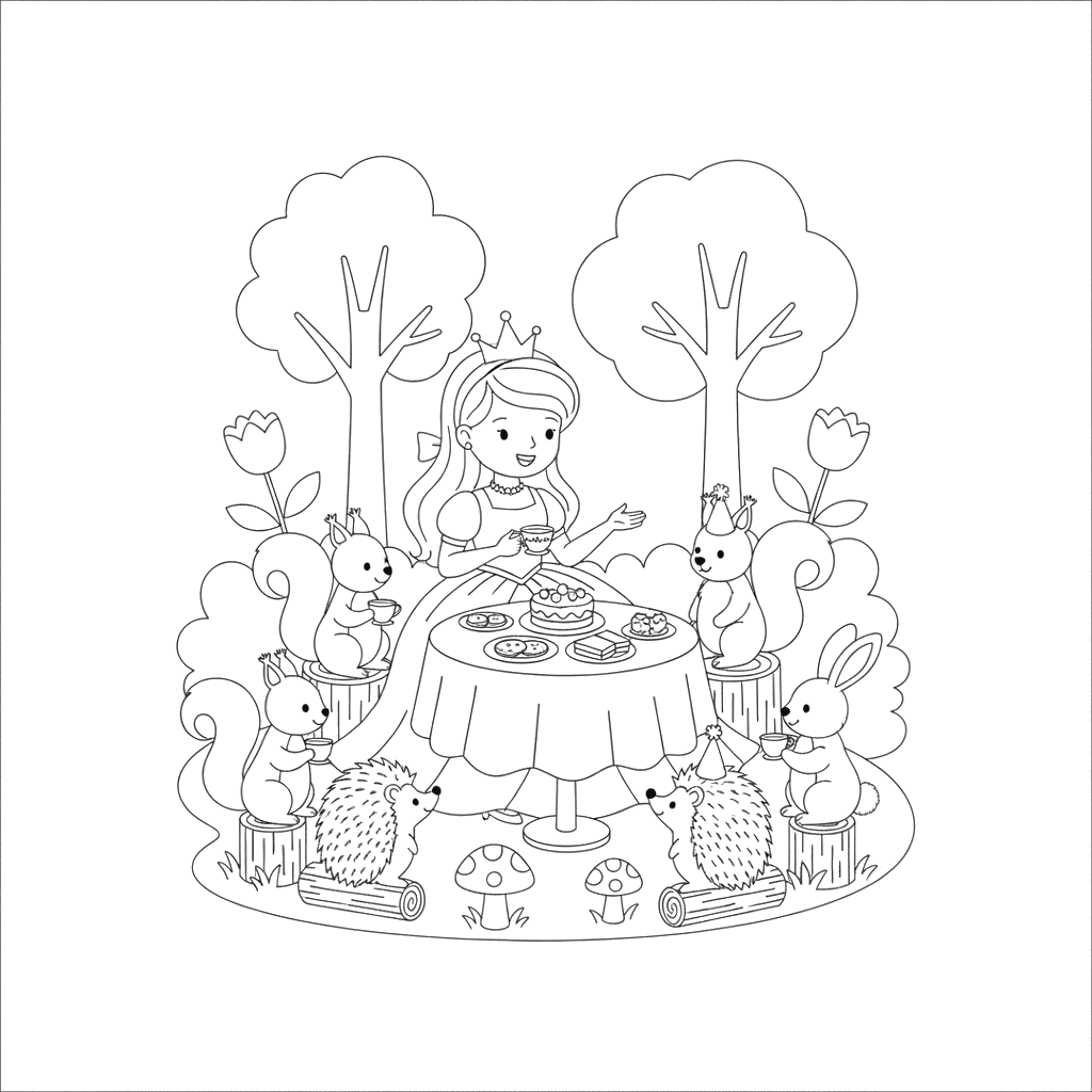 Princess Tea Party with Forest Animals
