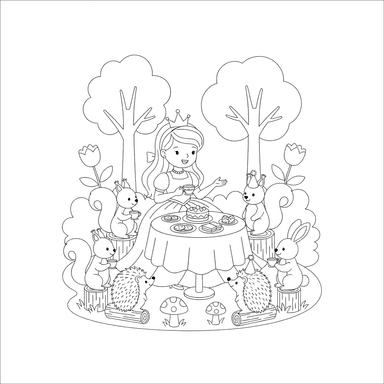 Princess Tea Party with Forest Animals