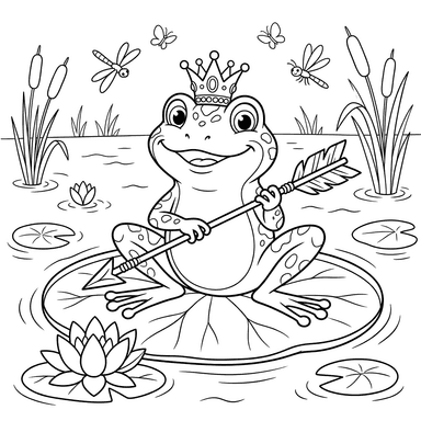 Princess Frog with Arrow Coloring Page
