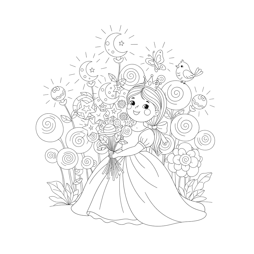 Princess with Glowing Flowers