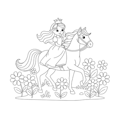 Princess on a White Horse Coloring Page