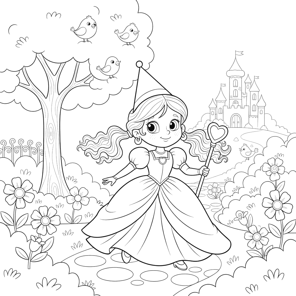 Princess in the Garden Coloring Page