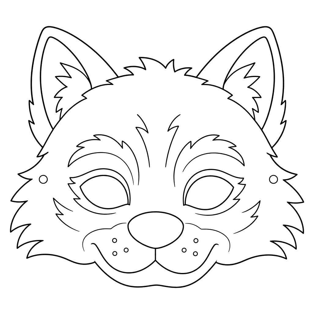 Printable Wolf Mask Coloring Page