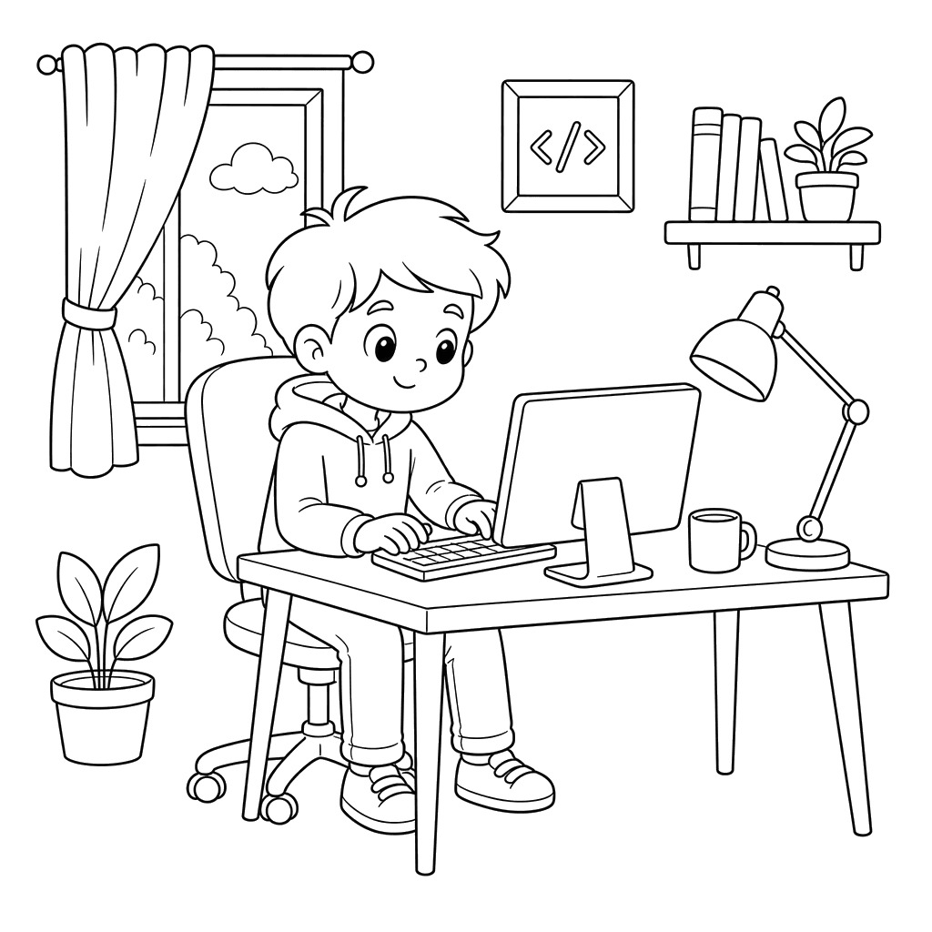 Cute Programmer at the Computer