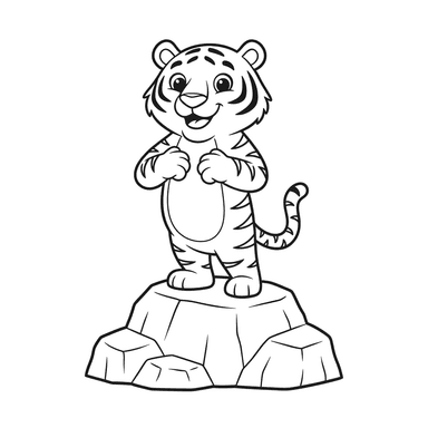 Proud Tiger on a Rock Coloring Page