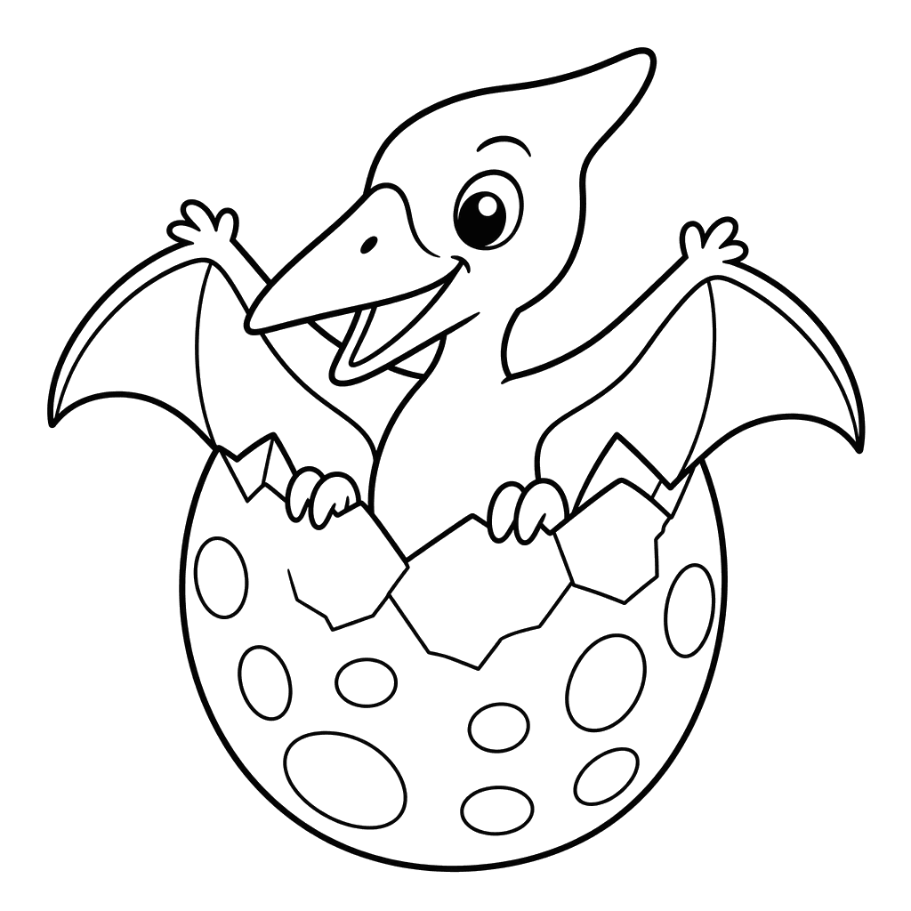Pterodactyl hatching coloring page