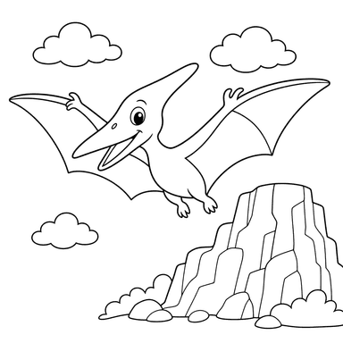 Pterodactyl at Rocky Cliff coloring page