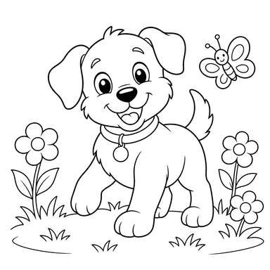 Happy Puppy on the Lawn