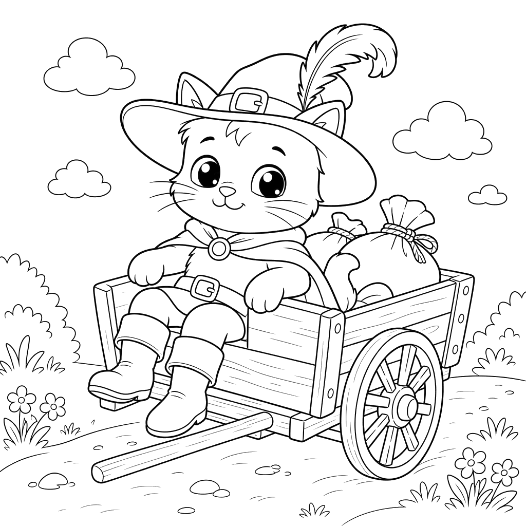 Puss in Boots on a Kawaii Cart