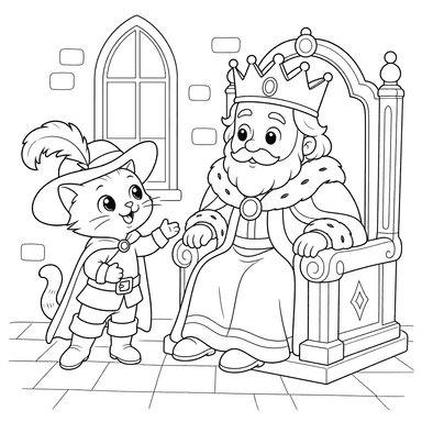 Puss in Boots and the King Coloring Page