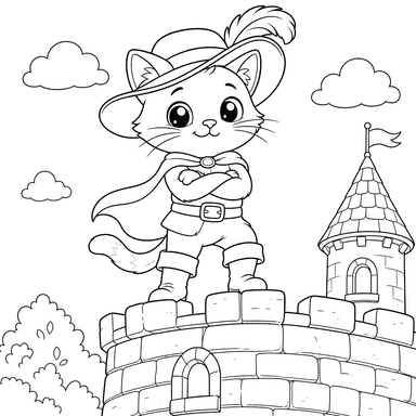 Cute Puss in Boots Coloring Page
