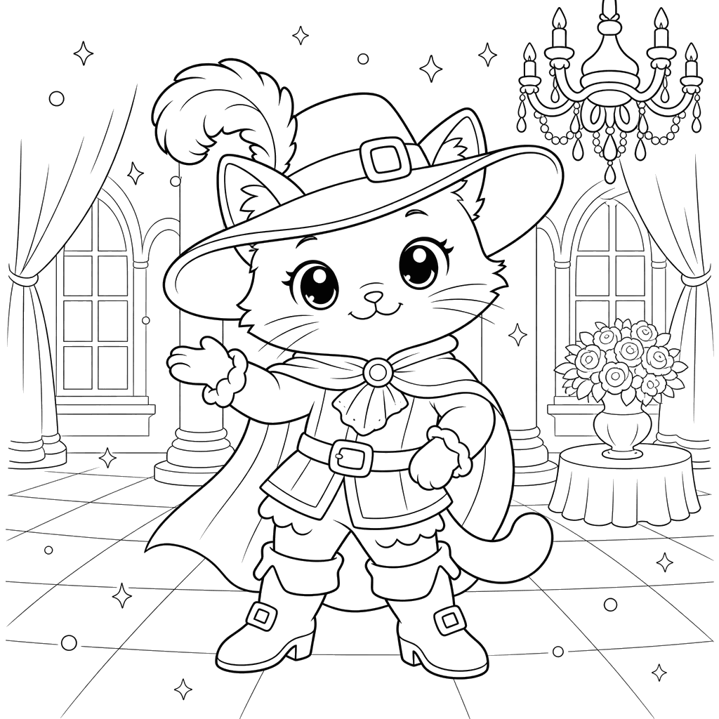 Kawaii Puss in Boots at Royal Ball