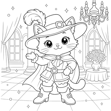 Kawaii Puss in Boots at Royal Ball