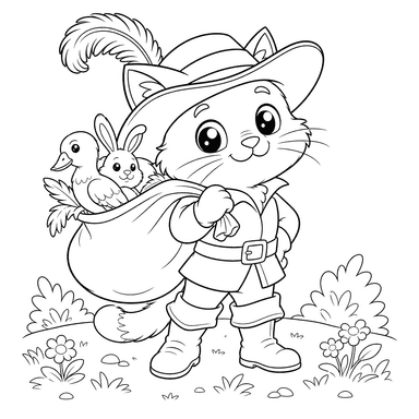 Puss in Boots Kawaii Coloring Page