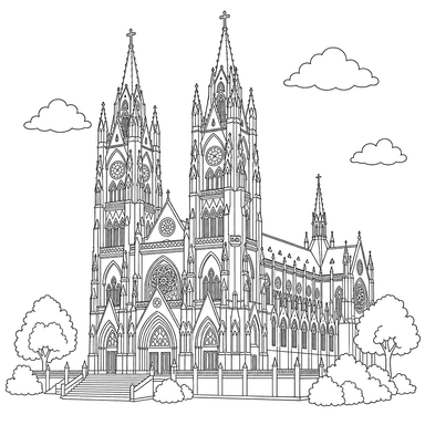 Gothic Basilica of Quito Coloring Page