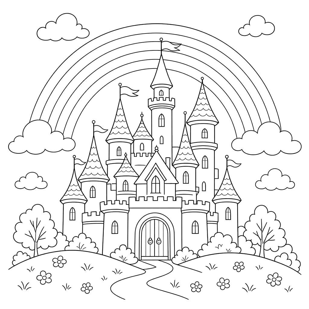 Rainbow Over Fairytale Castle