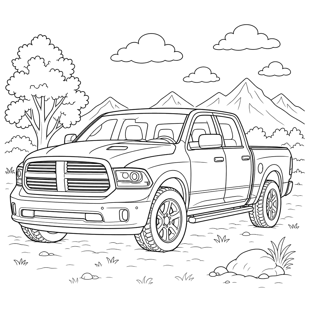 RAM 1500 Truck Coloring Page