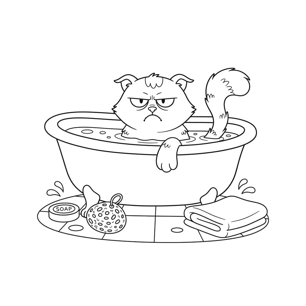 Reluctant Cat in the Bath