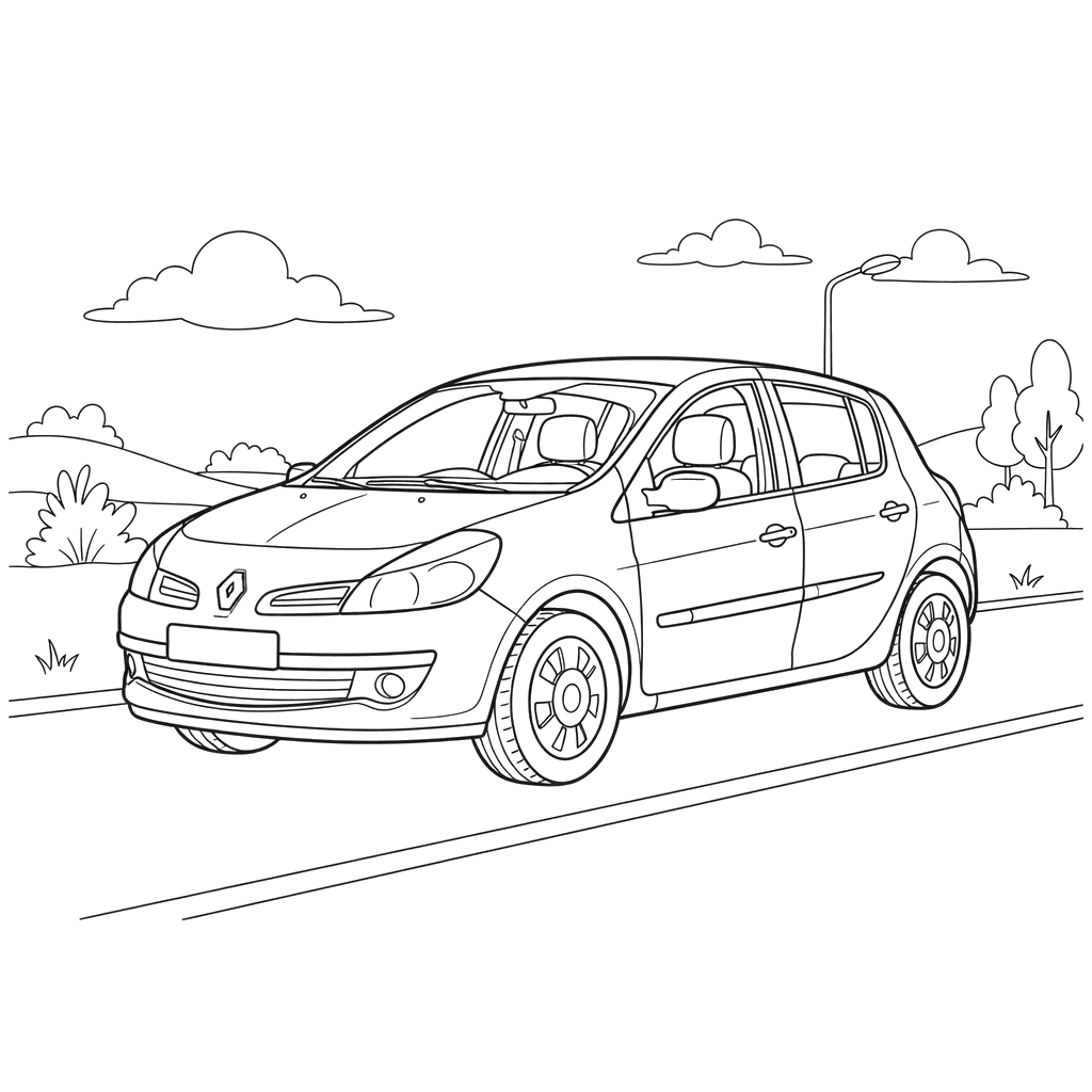Renault Clio Car Coloring Page for Kids