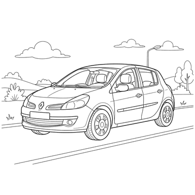 Renault Clio Car Coloring Page for Kids