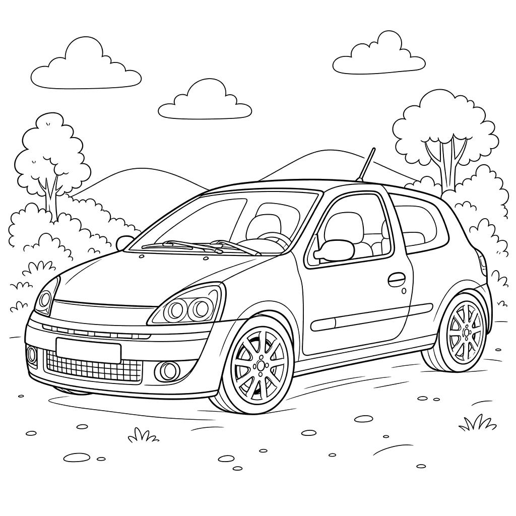 Renault Clio RS Coloring Page