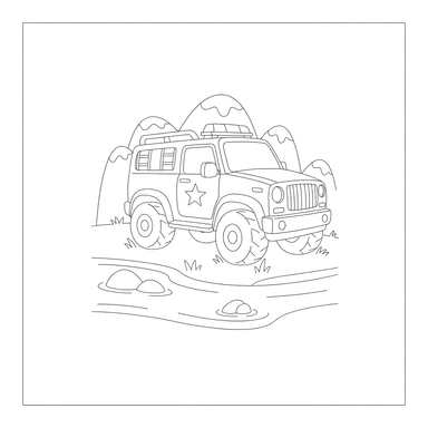 Rescue Vehicle by the River Coloring Page