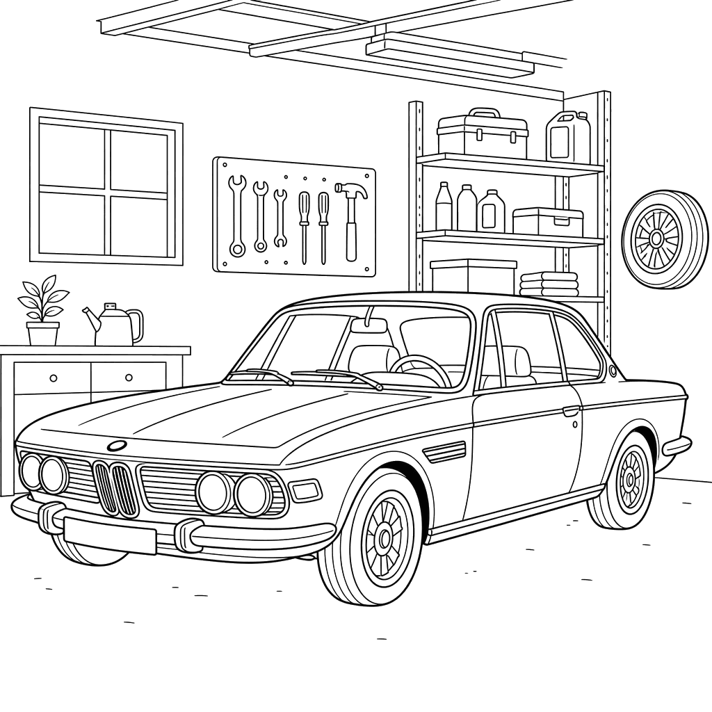Retro Car in Garage